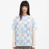 Twister Patchwork Tee - Light Blue