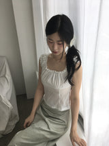 フラワーサテンミディスカート
