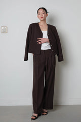 Twill Fintuck Slacks_Brown