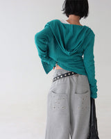 Punching eyelet string wide pants