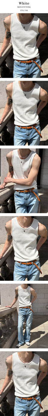 [S/S] High ribbed logo sleeveless(6color)