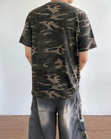 Camouflage Henley Neck Short Sleeved T-shirt