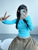 OPEN BACKLESS SEMI-CROP LONG SLEEVE T💙🤍🖤 - 3 COLORS
