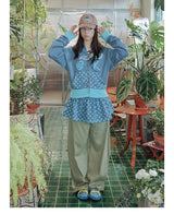 UsocialNight original retro versatile autumn and winter printed hooded sweatshirt polkidot fart curtain set