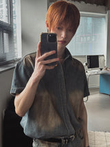Summer Cool Oil Washed Western Denim Shirt