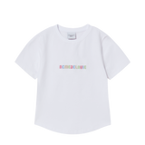 25SS カラー ロゴ ヘムライン クロップ ショートスリーブ Tシャツ ホワイト