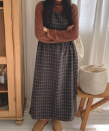 Brownie checkered bustier long skirt sleeveless autumn winter guest look date look 