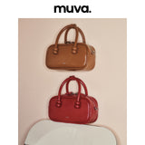muva.オリジナル ニュー ボストンバッグ オータム ウィンター レザー ハンドバッグ