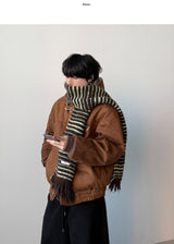Nail Stripe Wool Muffler