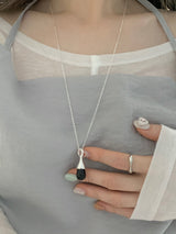 Black gemstone drop necklace