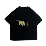 PEANUT STAIN - ハング イン ゼア ブラック オーバーサイズド Tシャツ