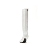 Satin See-Through Open Toe Boots Heel(White)