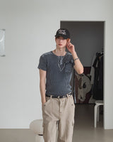 Brock Pigment Henley Neck Pocket Short Sleeve T-shirt