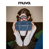 muva. Cowhide‑Velvet Boston Bag, Shoulder & Cross‑body Women’s Purse, 2025 New for Autumn‑Winter Daily Commute, New Arrival Nov 7