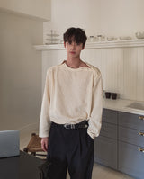 Rubber Velour Double Henley Neck Knit