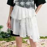 MAQI レースチュールレイヤードTシャツミニドレス