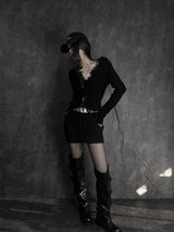 distressed fringe knit cardigan (2color)
