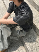 ファイナー ショルダーパネル ウォッシュド ショートスリーブ Tシャツ 3C