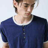 henley neck concho ringer t-shirt navy