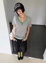 ソフト ロング Vネック Tシャツ