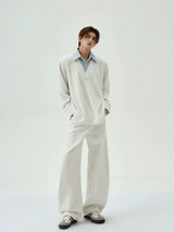 Layered Contrast Collar Long Sleeve Tee