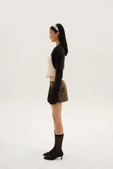 Button pleats skirt - brown