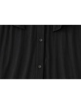 Leonie V-Neck Cape Tie Button Blouse Black