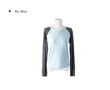 サミ チェック ボタン ラグラン ロールアップ ロングスリーブ Tシャツ
