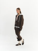 フラッフィージップアップフーディー (Brown)