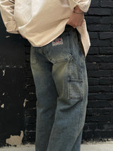 Dying patch carpenter denim