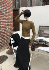 (Brushed) SHIRRING LAYER LONGSLEEVE