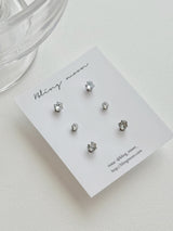 [3 set] surgical heart cubic earring set / 2 color / mini daily simple layered