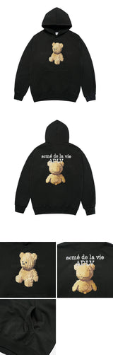 24FW BLOCK BEAR HOODIE BLACK