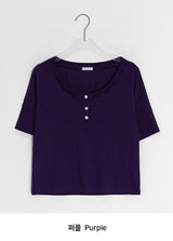 Taeyu Color Button Short Sleeve Tee