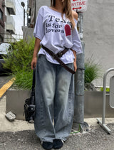 サイドピンタックウォッシュドワイドデニムパンツ