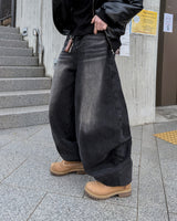 Dot heavy brushed balloon denim pants