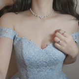 [Jo Yuri Necklace]ヘブンリークリスタルパールチョーカーネックレス - Silver Color