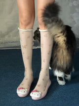 Mini flower pattern knee socks