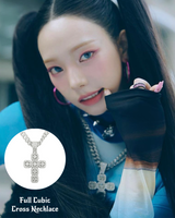  [Aespa Karina, (G)I-DLE Shuhua Pick]Full Cubic Cross Necklace
