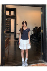 半袖ボタンスリムリブド半袖Tシャツ
