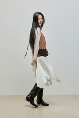 Halter-Tie Suede Apron_Brown
