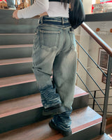 Bottom wave denim pants