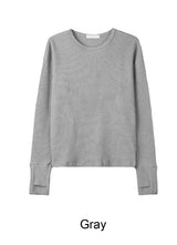 ティネンフィンガーホールワッフルクロップ長袖Tシャツ
