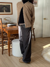 Hairy crop round knit cardigan(3color)