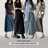 Sundy Charlang クールデニムロングスカート [ショート & ベーシックセレクション] Lyocell Fabric