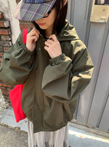 [unisex] ランジストリングウィンドブレーカーフィールドフードジャンパー