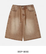 ダイイングウォッシュドバンディングバミューダデニムパンツ