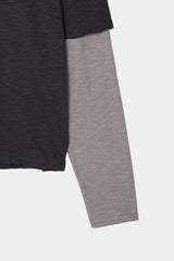 スラブクロップレイヤーTシャツ