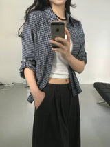 ピンタックプラエドスリムシャツ