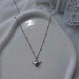 [チョ・ユリ, チュウ Necklace] エンジェリックハートロックレイヤードネックレス - Silver Color